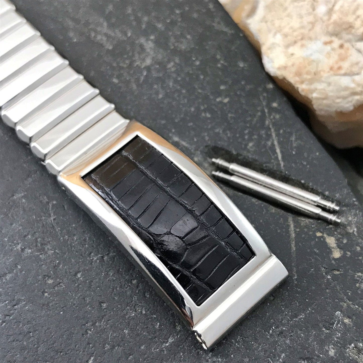 Stainless Steel & Lizard 5/8" 1950s Kestenmade USA Unused Vintage Watch Band