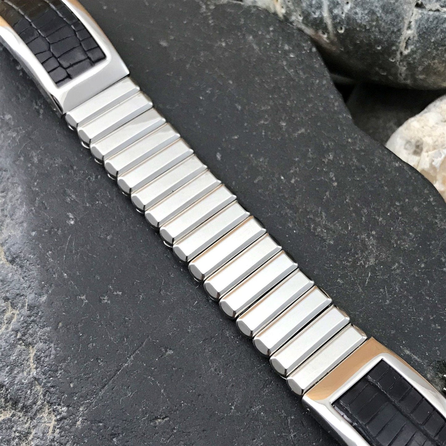 Stainless Steel & Lizard 5/8" 1950s Kestenmade USA Unused Vintage Watch Band