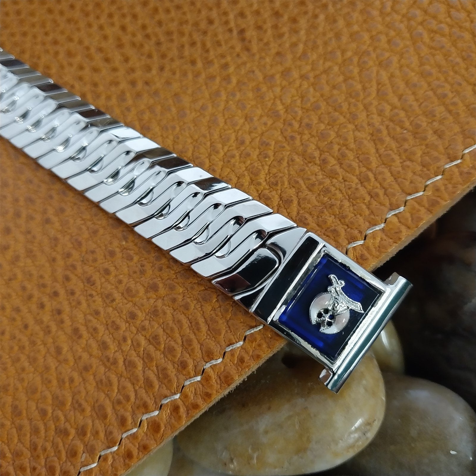 1940s Marvel 12K White Gold-Filled Shriner Expansion nos Vintage Watch Band