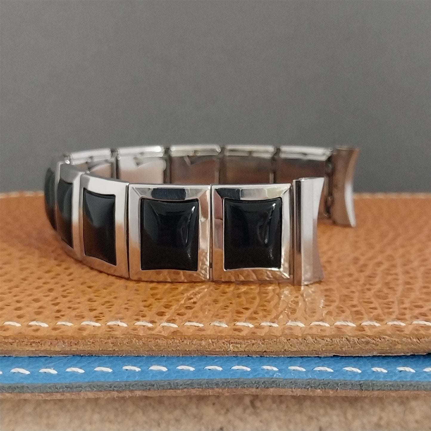 Mark VII 1950s Vintage Stainless & Black Plastic Expansion Unused Watch Band