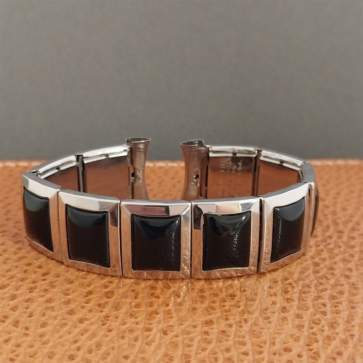 Mark VII 1950s Vintage Stainless & Black Plastic Expansion Unused Watch Band