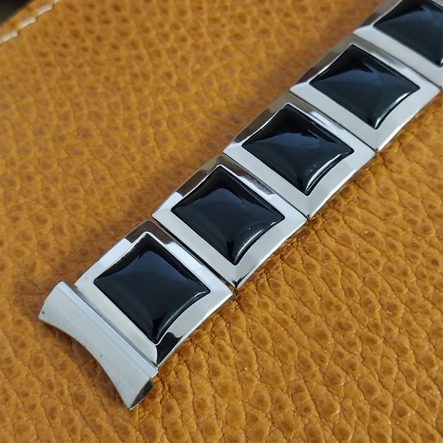 Mark VII 1950s Vintage Stainless & Black Plastic Expansion Unused Watch Band