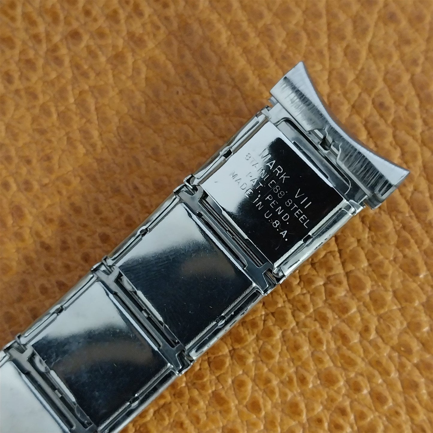 Mark VII 1950s Vintage Stainless & Black Plastic Expansion Unused Watch Band