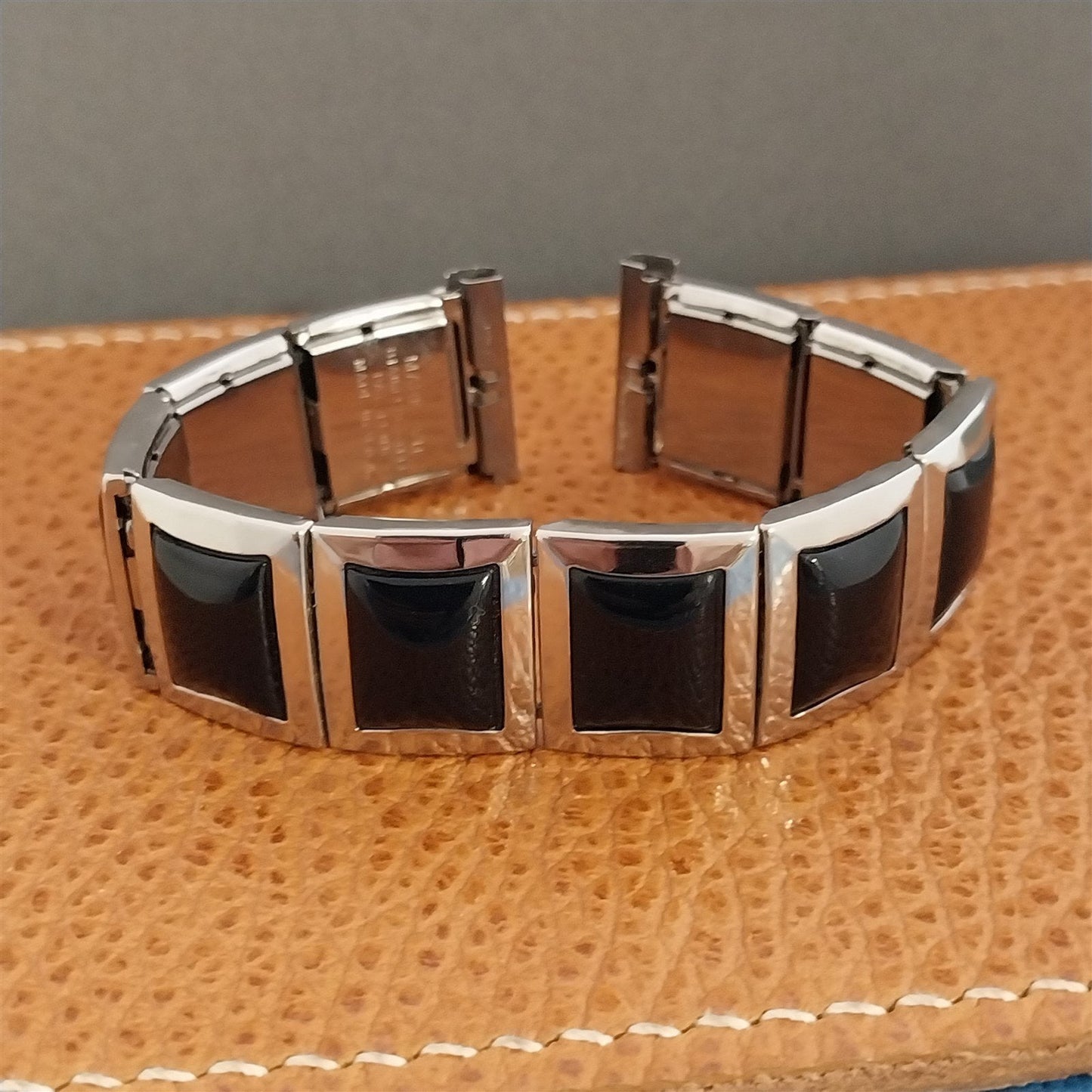 Mark VII 1950s Stainless & Black Plastic nos Expansion Vintage Watch Band