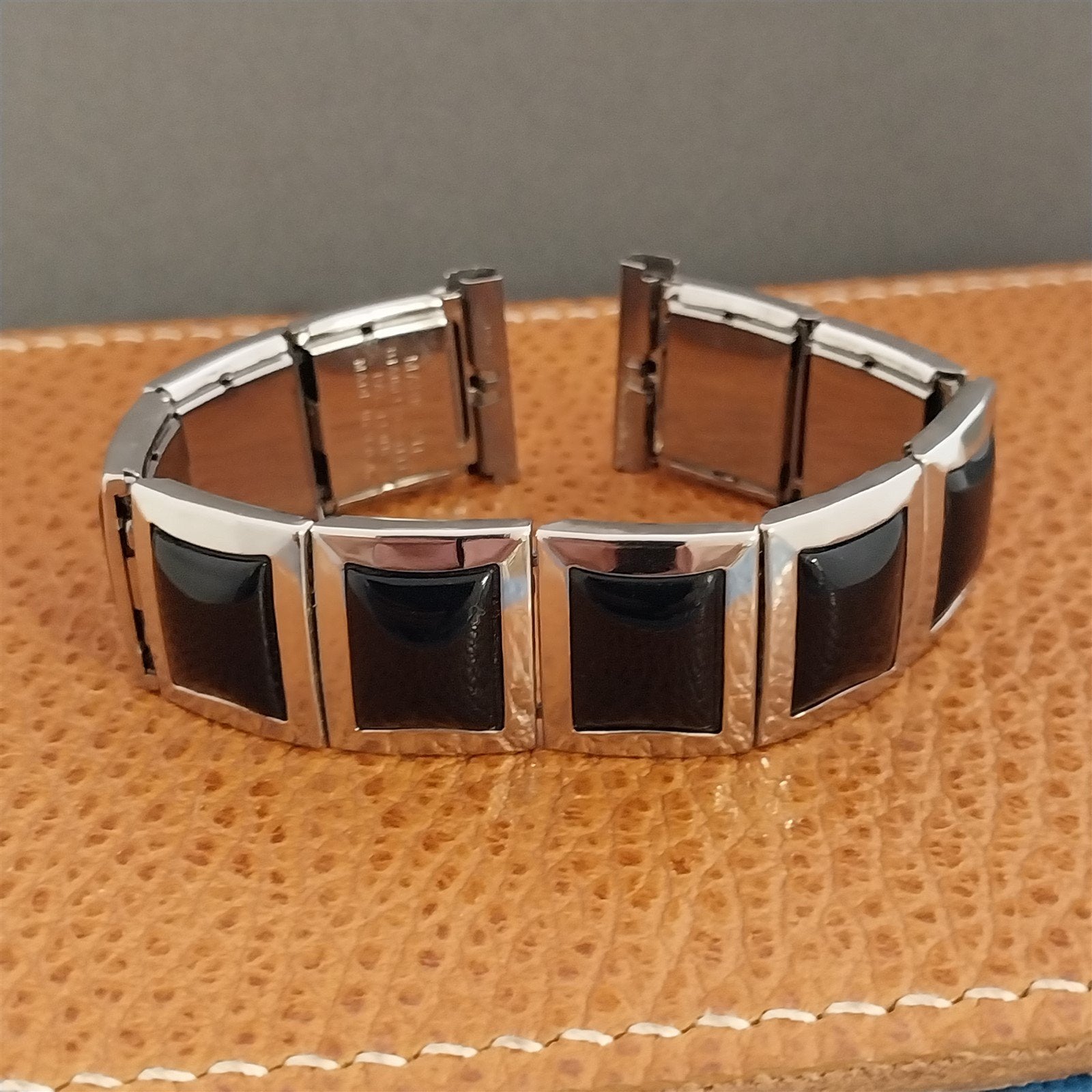 Mark VII 1950s Stainless & Black Plastic nos Expansion Vintage Watch Band