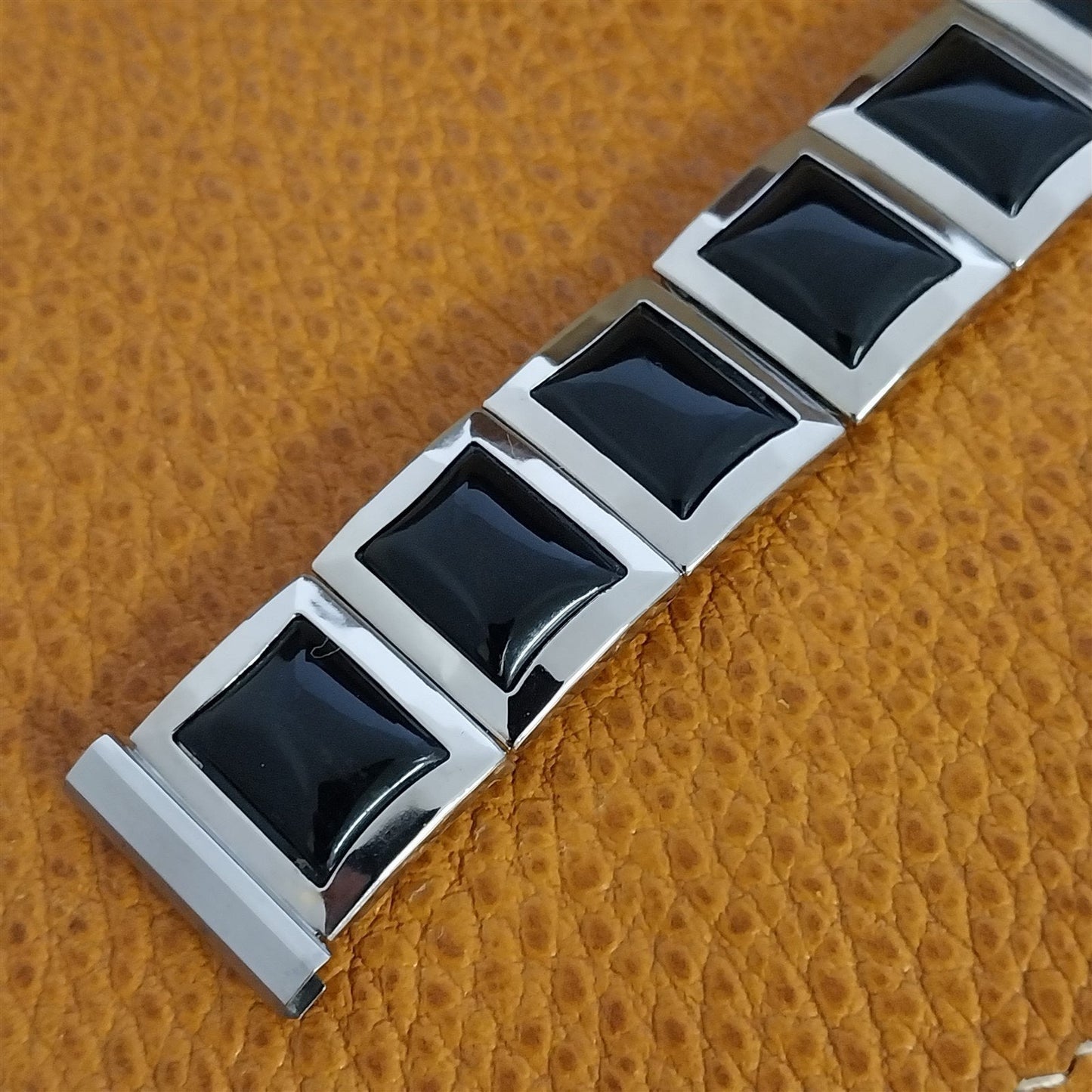 Mark VII 1950s Stainless & Black Plastic nos Expansion Vintage Watch Band