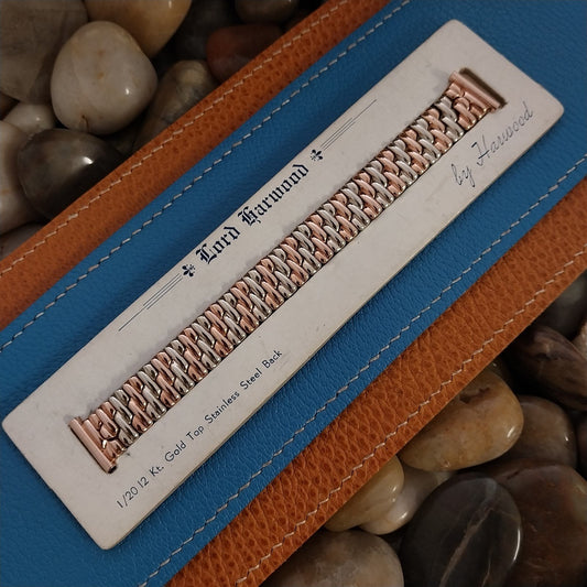 1940s Harwood 5/8 White & Rose Gold Filled Expansion nos Vintage Watch Band