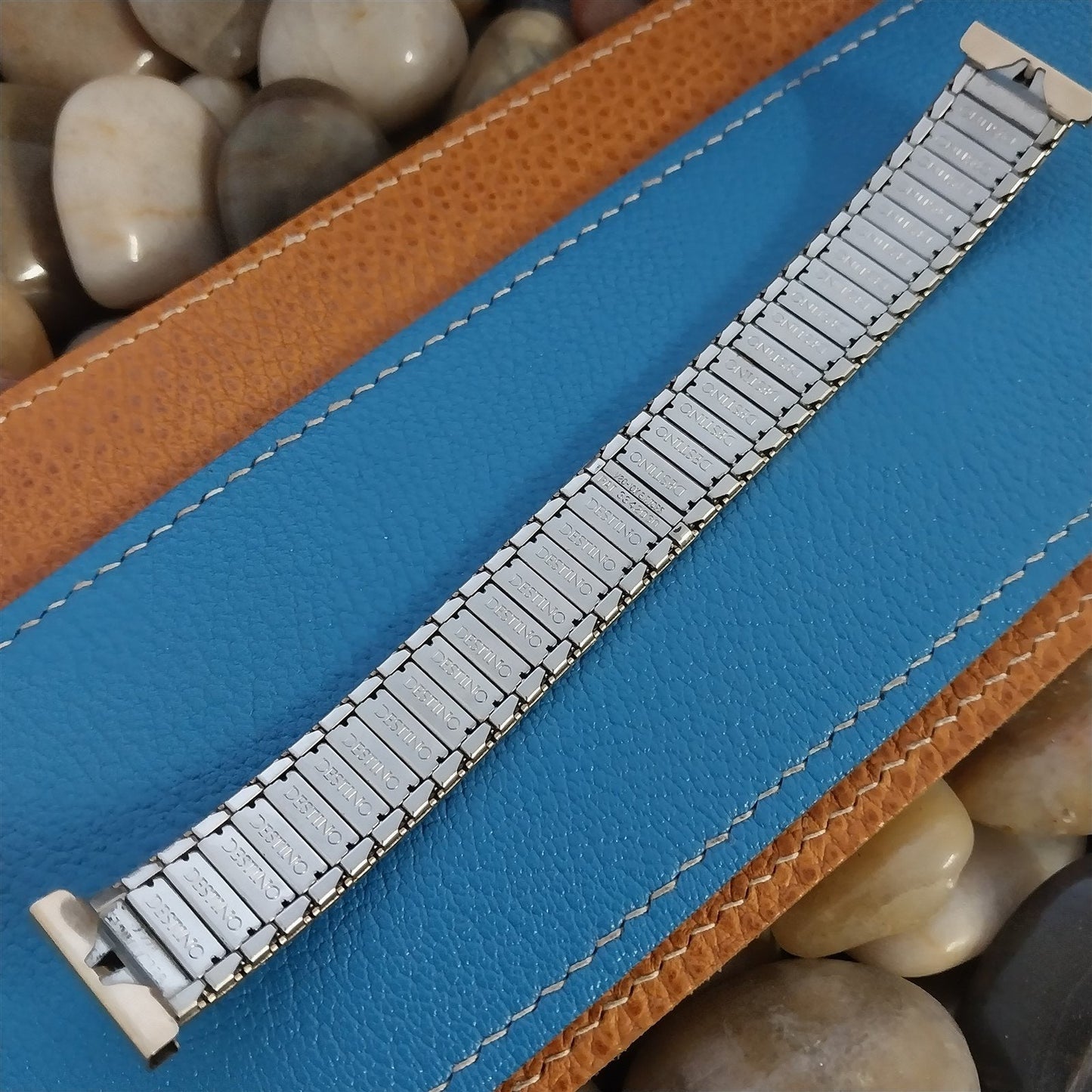 Destino Gold-Filled Black & Red Uniflex USA 1960s nos Vintage Watch Band