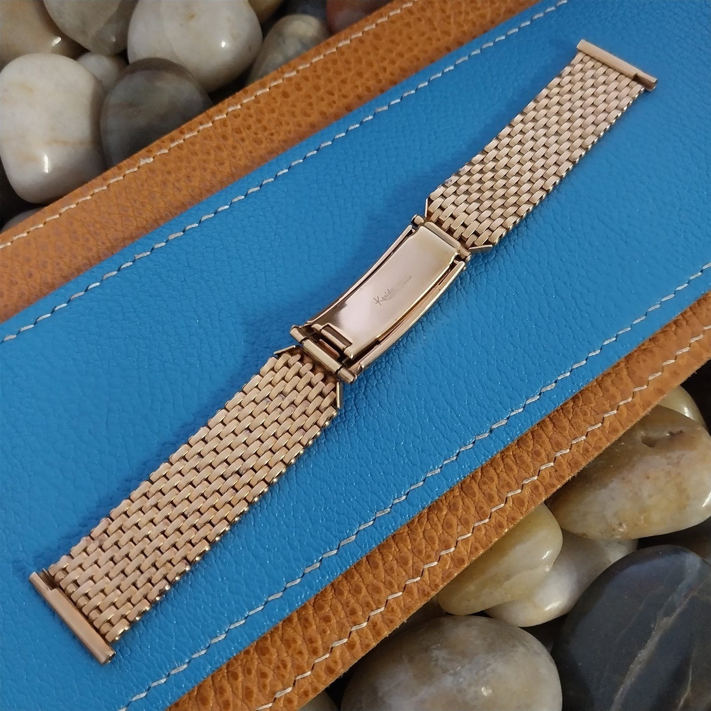 1940s Wide Kreisler Rose Gold-Filled Basketweave Mesh Unused Vintage Watch Band