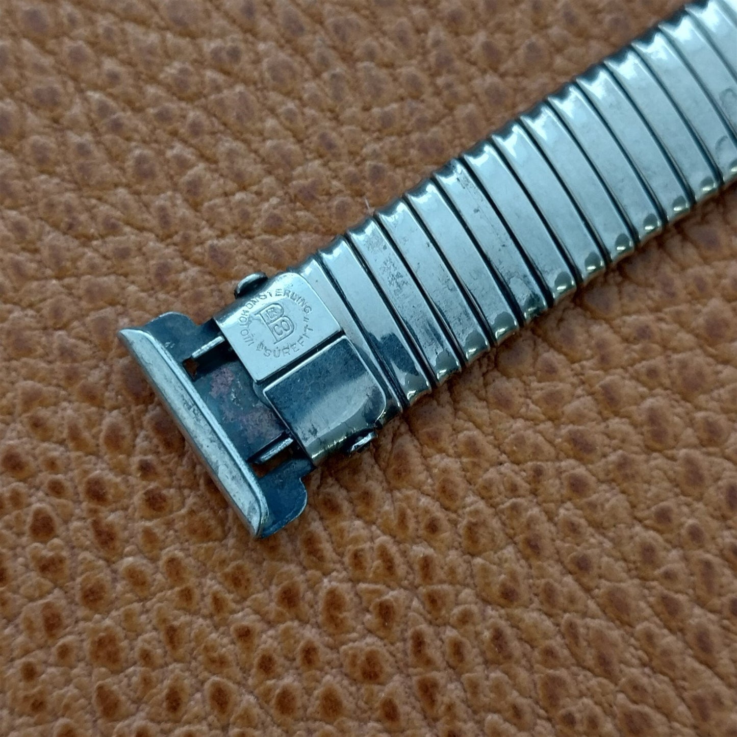 5/8" Bliss USA 10k White Gold-Filled On Sterling Wire Lug Vintage Watch Band