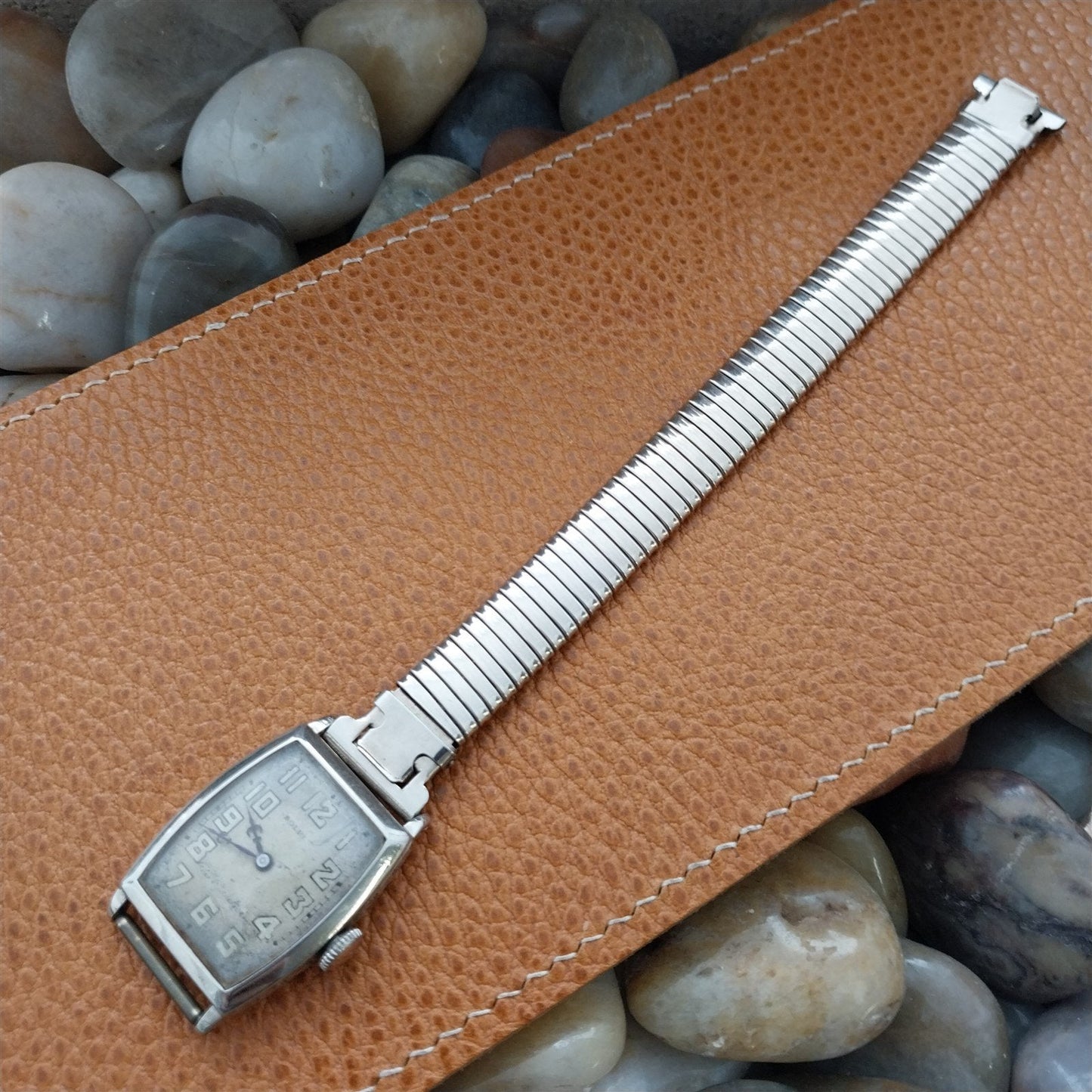 5/8" Bliss USA 10k White Gold-Filled On Sterling Wire Lug Vintage Watch Band