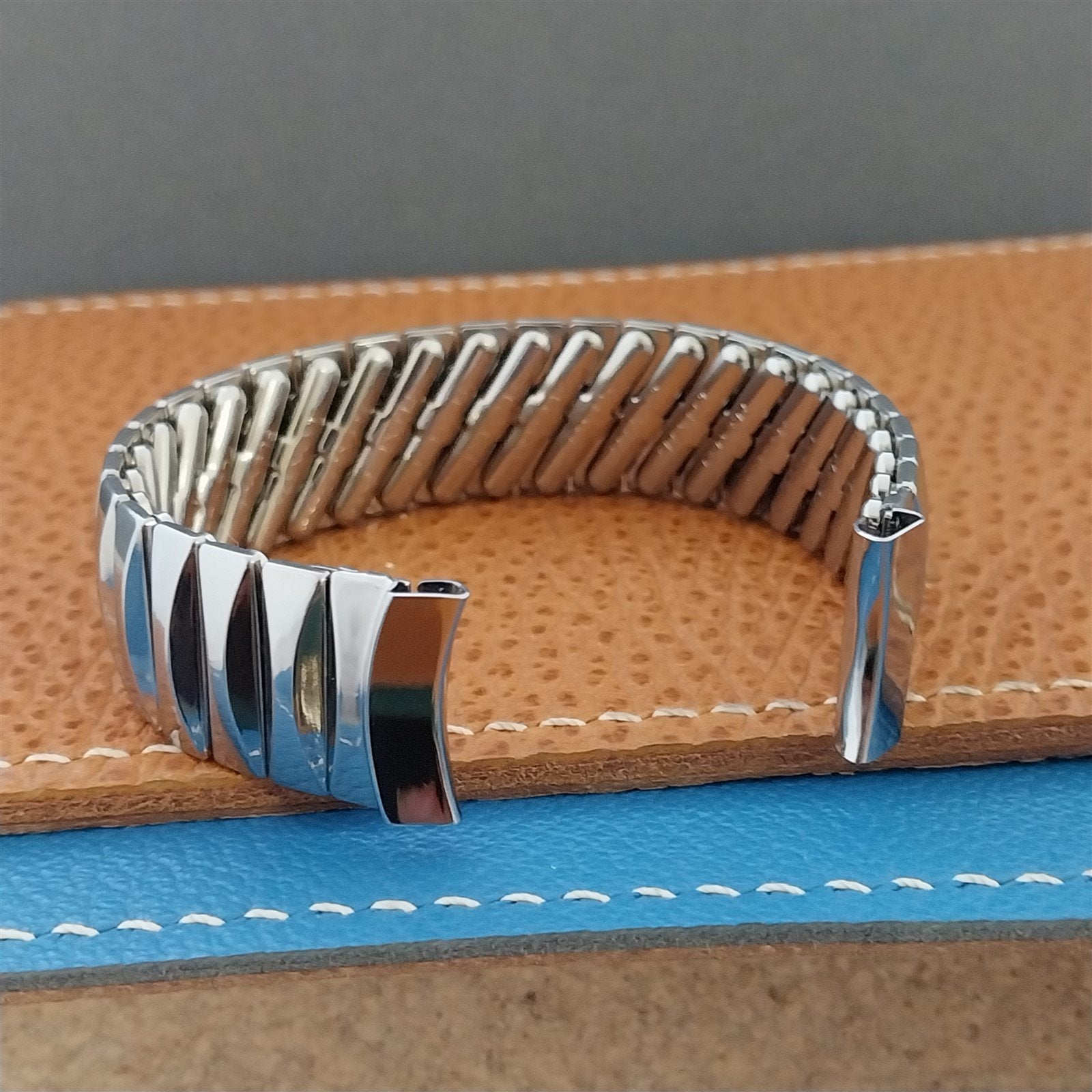 Vintage 1955 Flex-Let Rex 5/8" Stainless Steel Classic Stretch Unused Watch Band