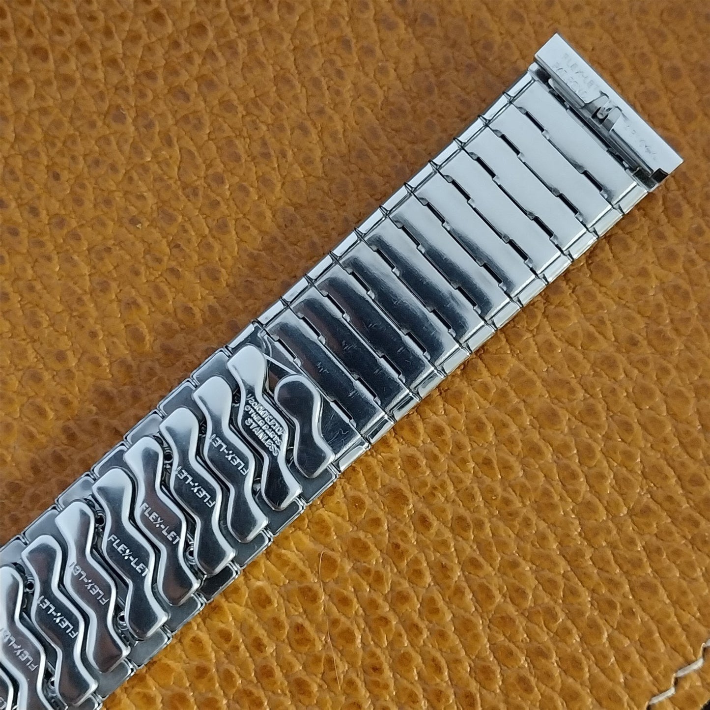 Vintage 1950s 17.2mm Flex-Let Domino 10k White Gold Filled Expansion Watch Band