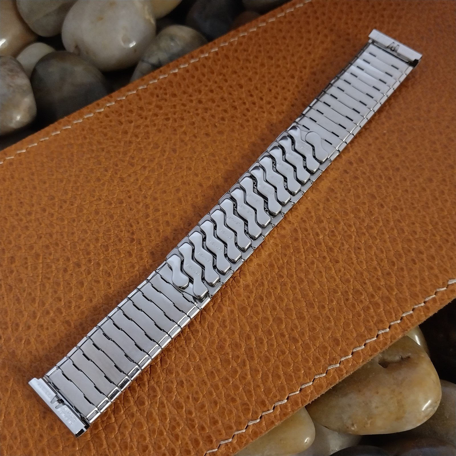 Vintage 1950s 17.2mm Flex-Let Domino 10k White Gold Filled Expansion Watch Band