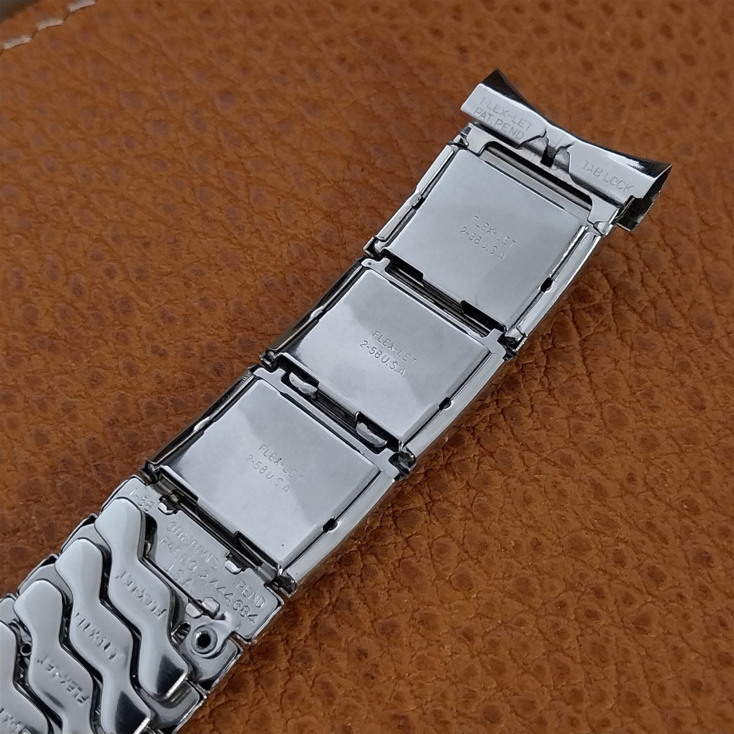 Vintage 1958 10k White Gold-Filled Flex-Let USA Jet Watch Band nos 18mm 19mm