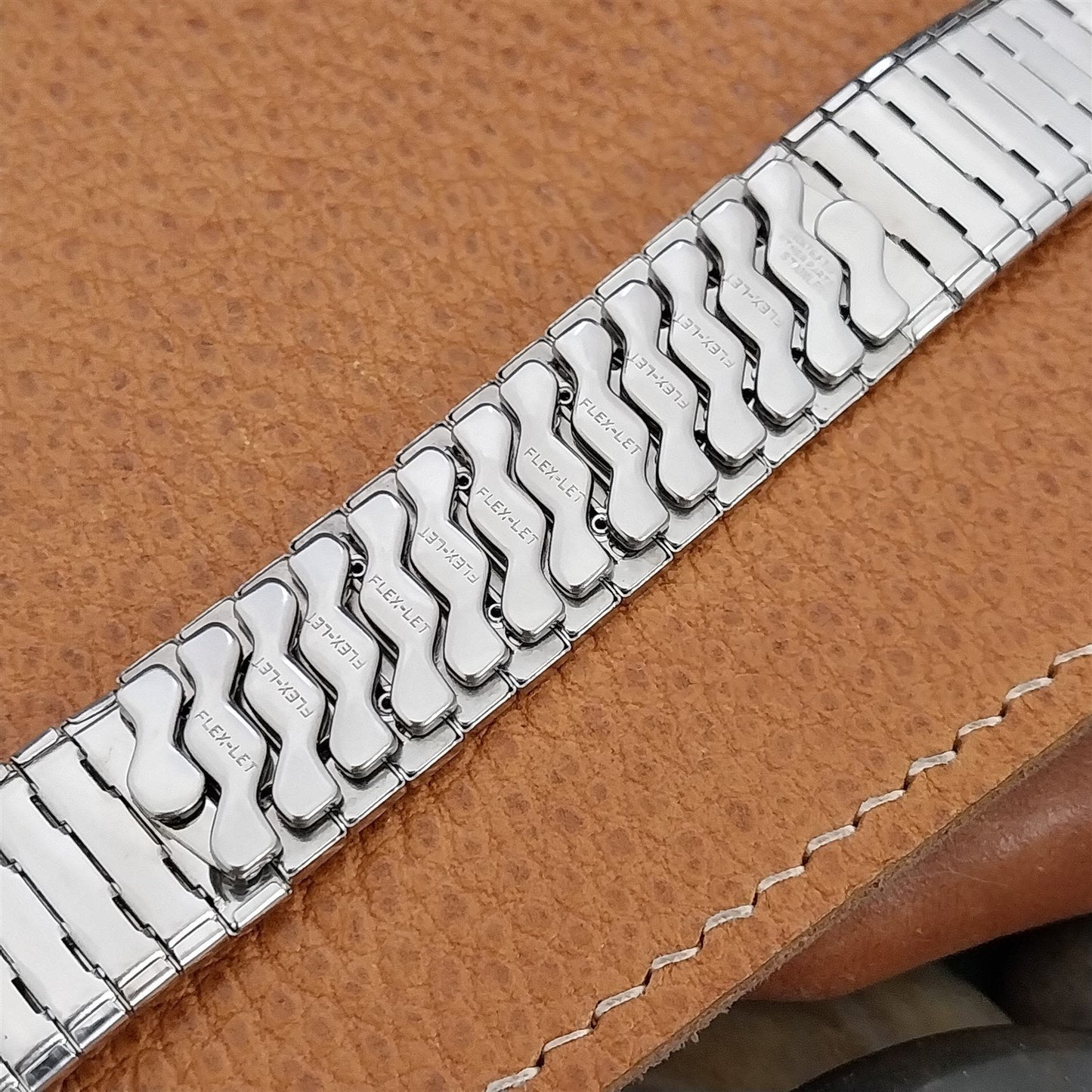 Vintage 17.2mm 10k White Gold Filled Flex-Let Domino NOS 1950s Unused Watch Band