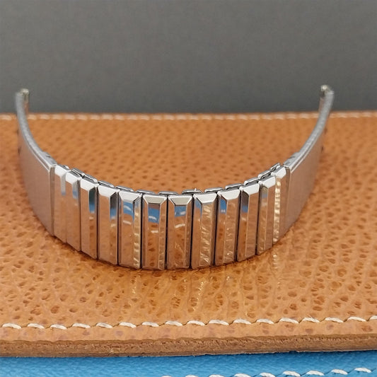 17.2mm Stainless Steel & Black Corfam Admiral USA nos Vintage Watch Band