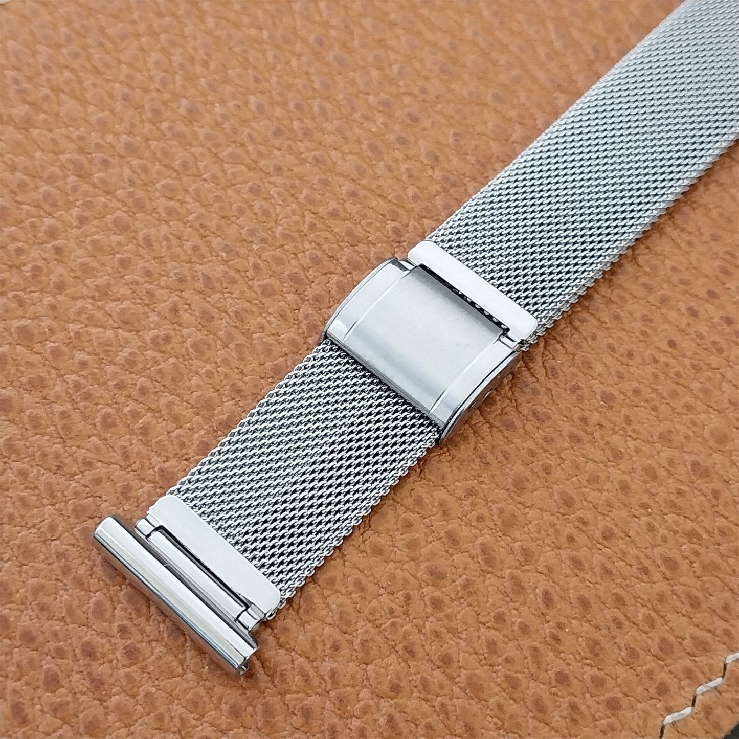 Vintage 18mm 17mm Stainless Steel Mesh Overlap Unused Glauner 1950s Watch Band