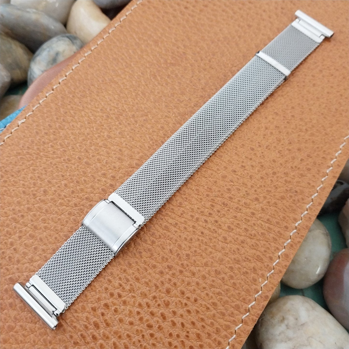 Vintage 18mm 17mm Stainless Steel Mesh Overlap Unused Glauner 1950s Watch Band