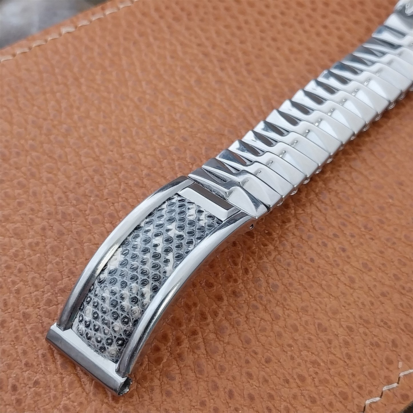 Vintage 5/8" Drema Stainless Steel & Ring Lizard Unused Classic 1950s Watch Band