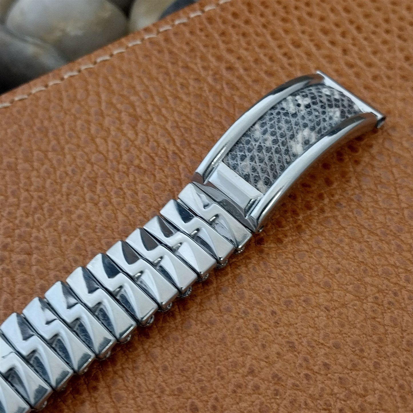 Vintage 5/8" Drema Stainless Steel & Ring Lizard Unused Classic 1950s Watch Band