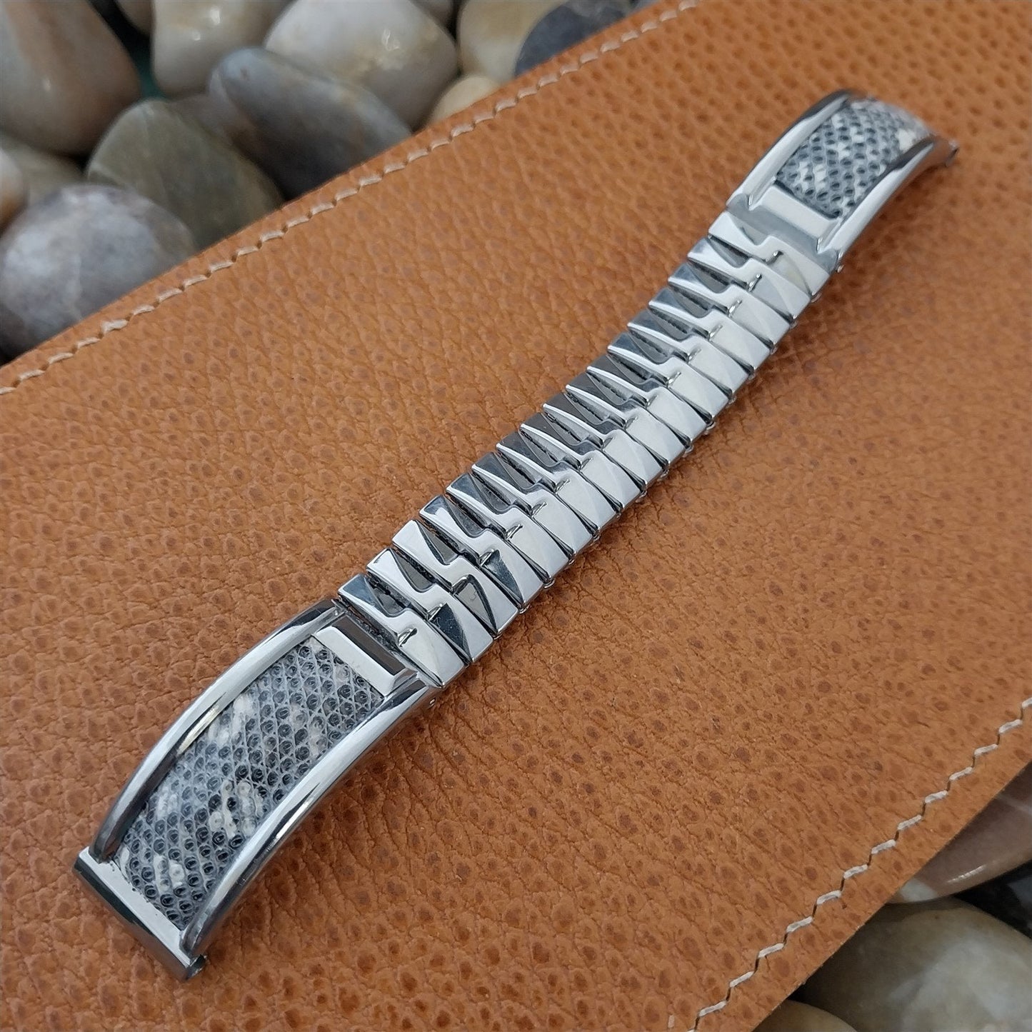 Vintage 5/8" Drema Stainless Steel & Ring Lizard Unused Classic 1950s Watch Band