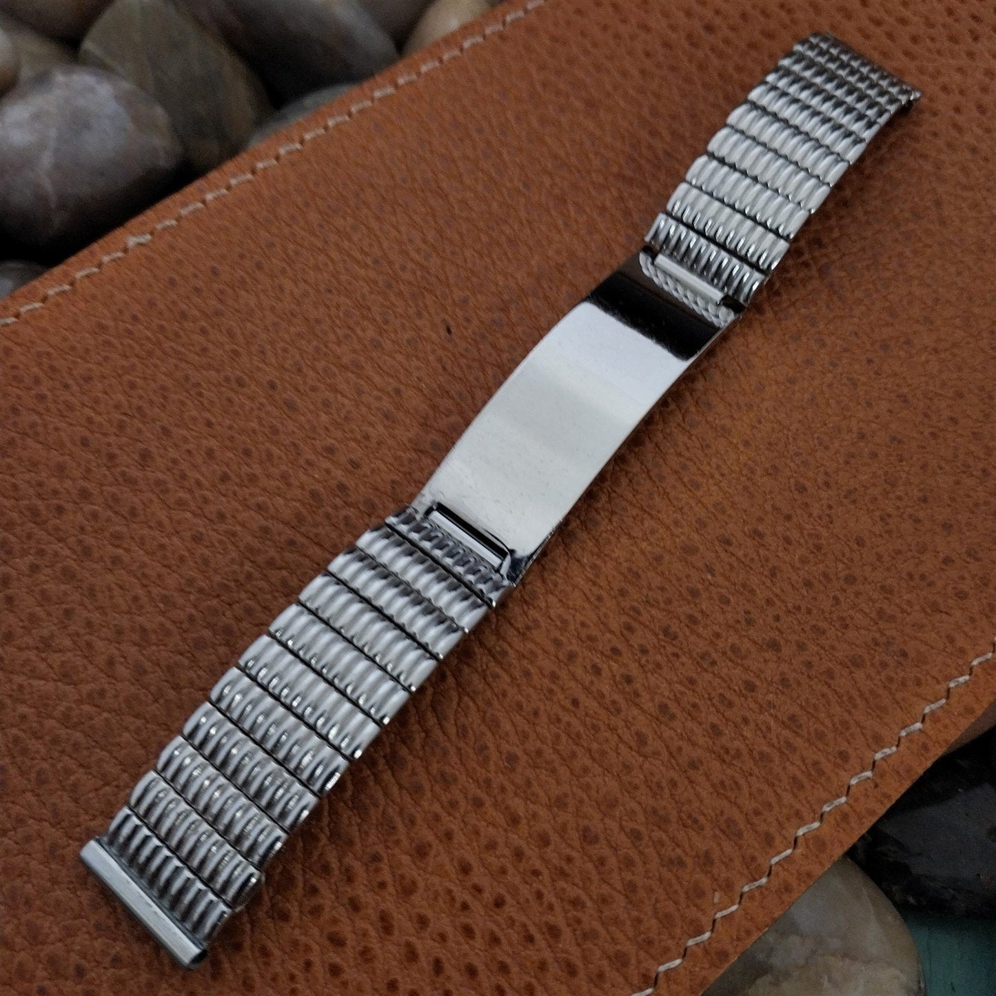 5/8" Sterling Silver & Stainless Steel ID Tag 1950s nos Vintage Watch Band