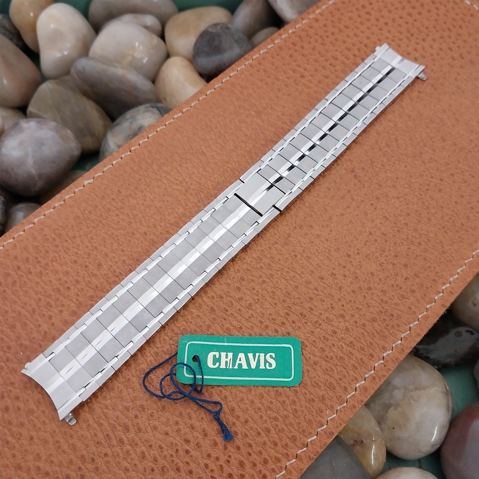 17.2mm 11/16" White Gold hge Chavis nos Unused 1970s Vintage Watch Band