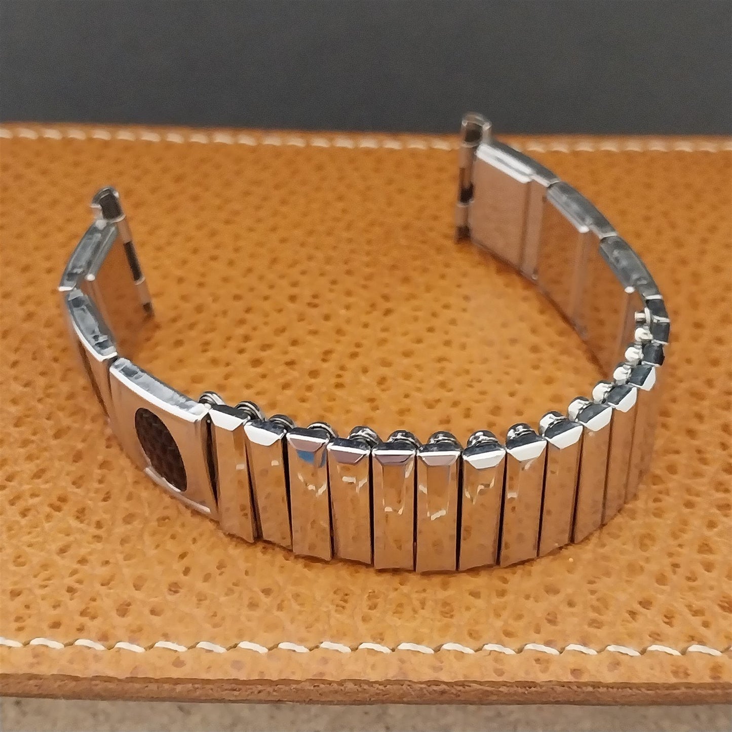 Stainless Steel & Black Lizard Grain Hadley USA Unused 1960s Vintage Watch Band