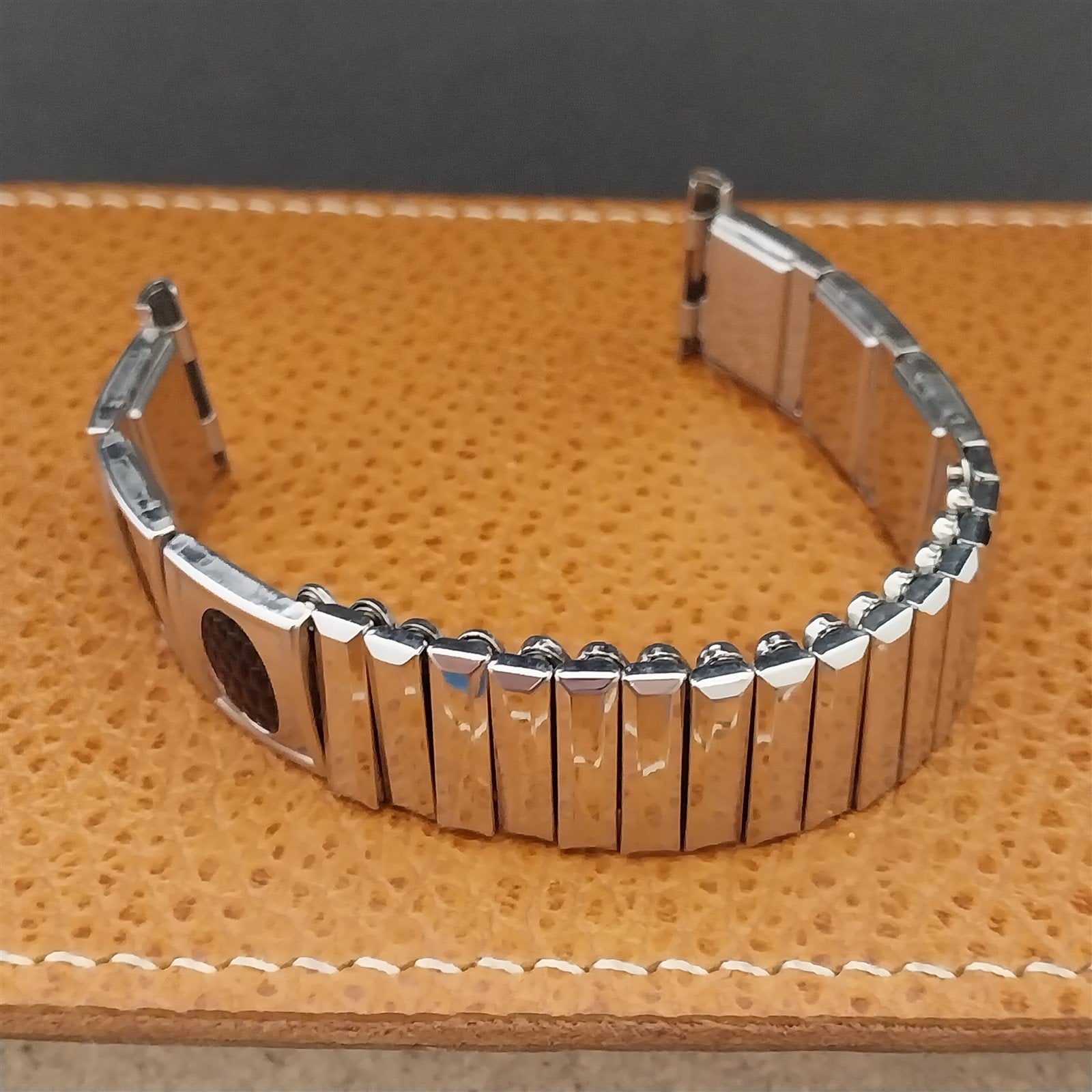 Stainless Steel & Black Lizard Grain Hadley USA Unused 1960s Vintage Watch Band
