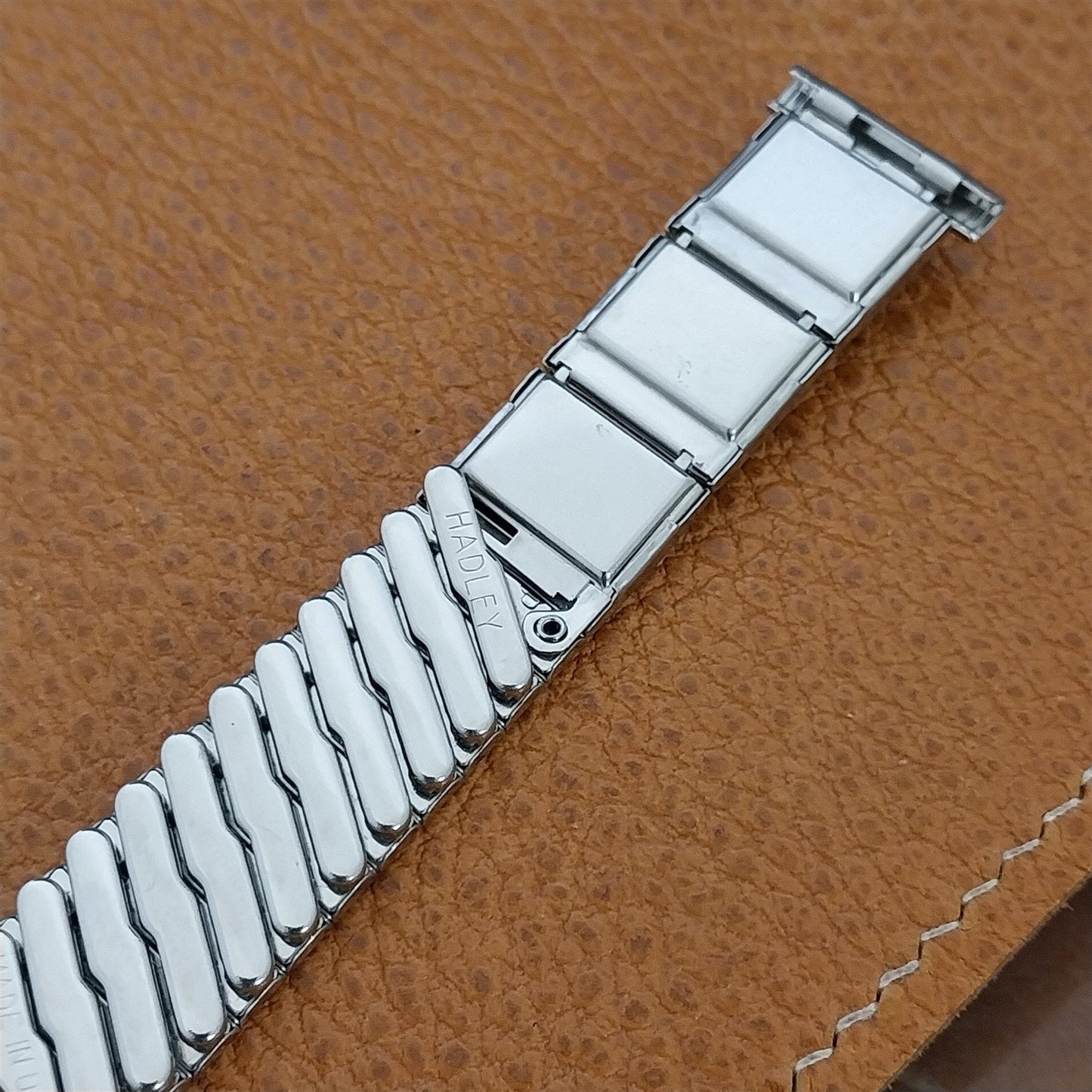 Stainless Steel & Black Lizard Grain Hadley USA Unused 1960s Vintage Watch Band