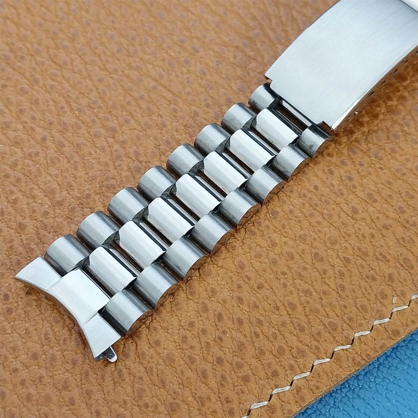 19mm Stainless Steel President Solid Link Hadley Unused 1960s Vintage Watch Band