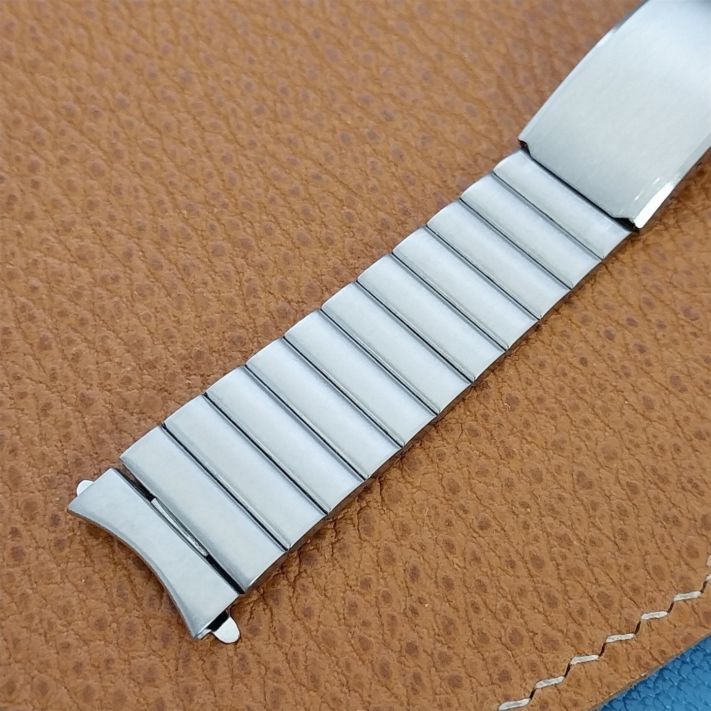 17.2mm Stainless Steel Bar Link Hadley USA 1970s Vintage Watch Band nos