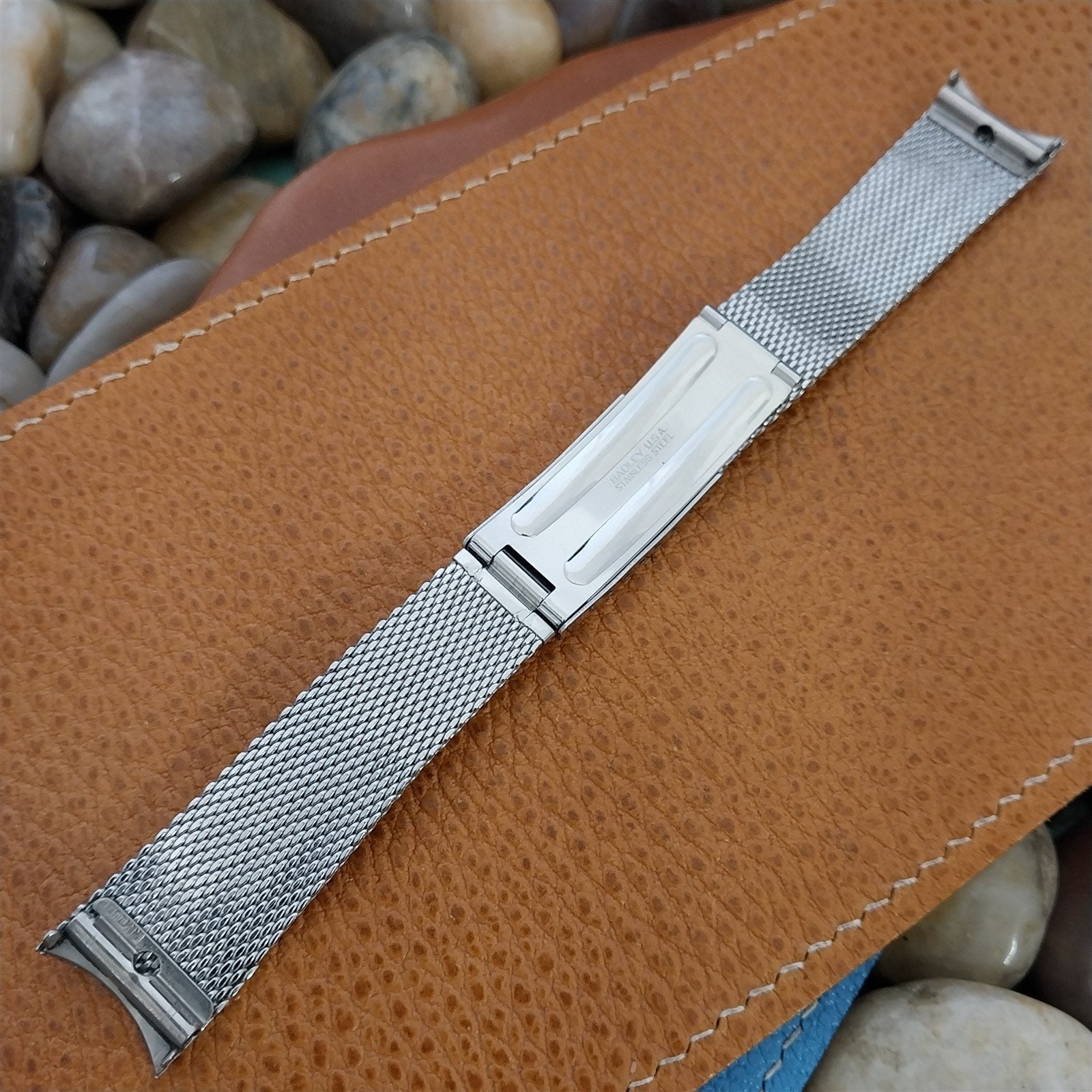 Vintage 18mm Stainless Steel Mesh Hadley USA 1970s Unused Classic Watch Band