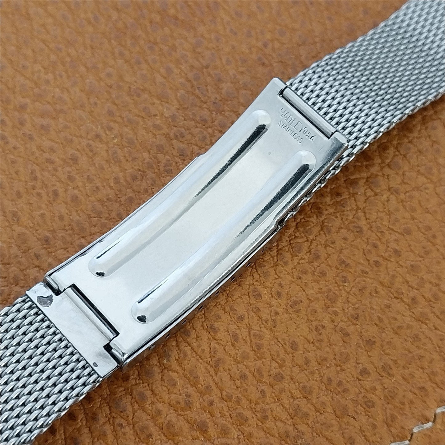 17.2mm Stainless Steel Mesh Hadley USA 1970s Vintage Watch Band nos