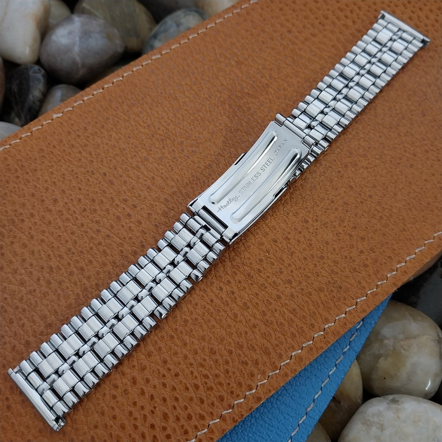 20mm 19mm Rice Beads Stainless Steel Hadley Unused 60s-1970s Vintage Watch Band