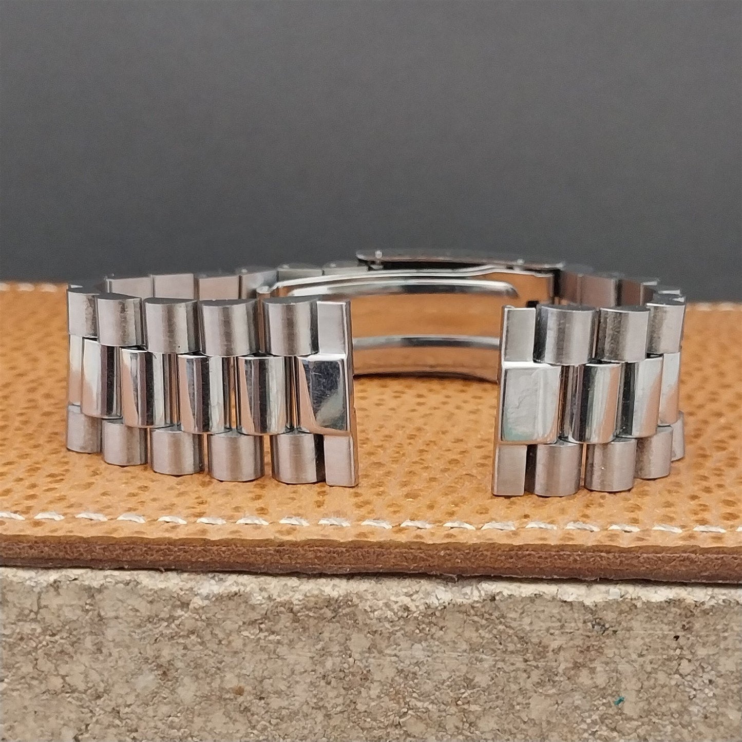 19mm Stainless Steel President Solid Link Hadley Unused 1960s Vintage Watch Band