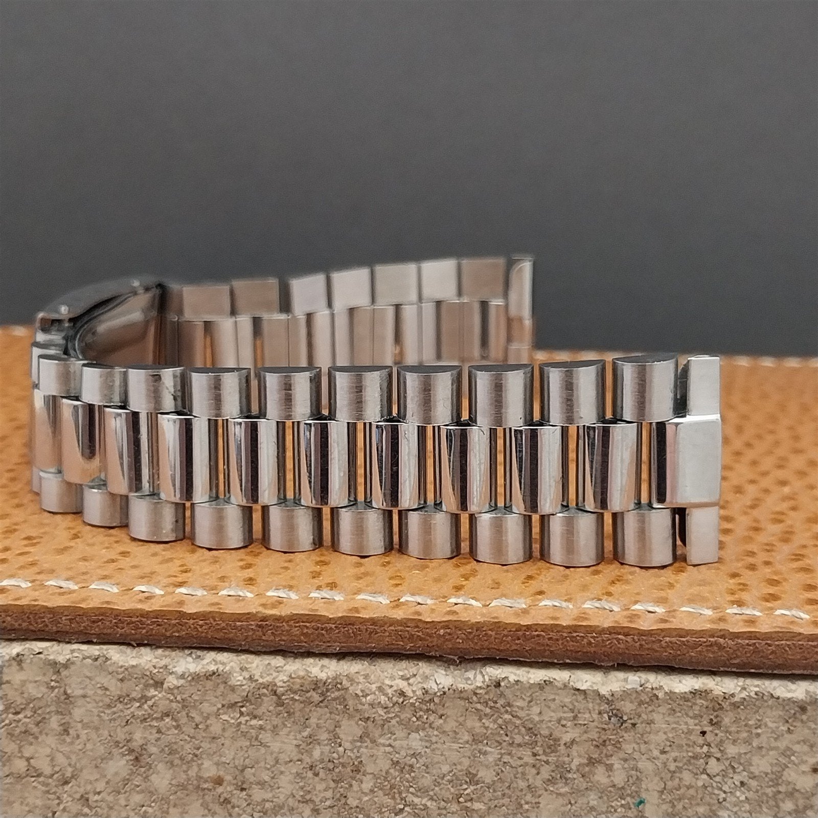 19mm Stainless Steel President Solid Link Hadley Unused 1960s Vintage Watch Band