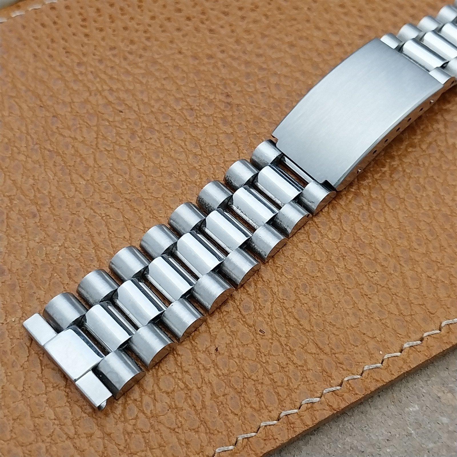 19mm Stainless Steel President Solid Link Hadley Unused 1960s Vintage Watch Band