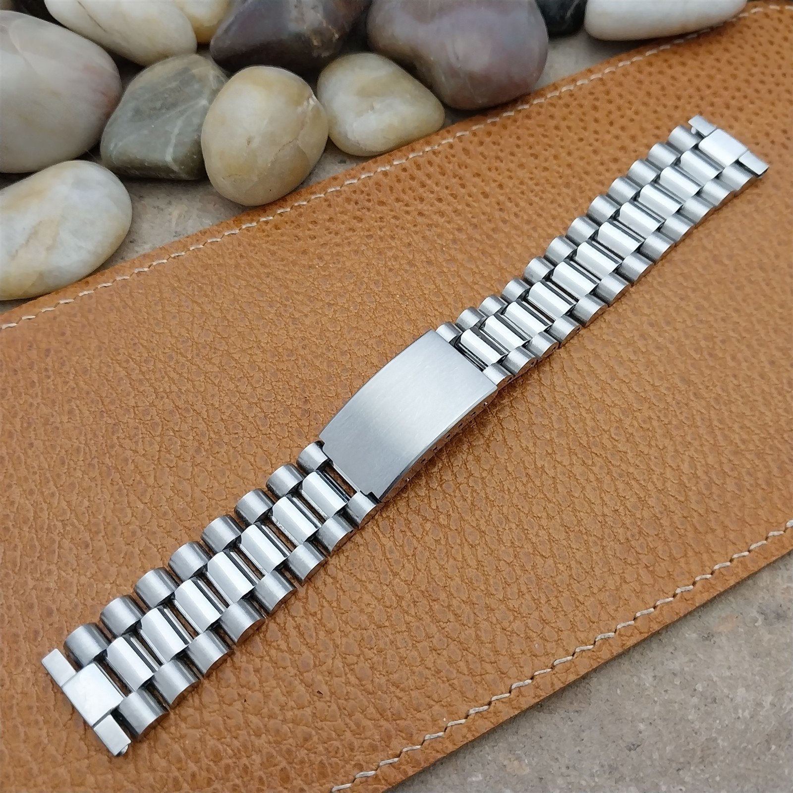 19mm Stainless Steel President Solid Link Hadley Unused 1960s Vintage Watch Band