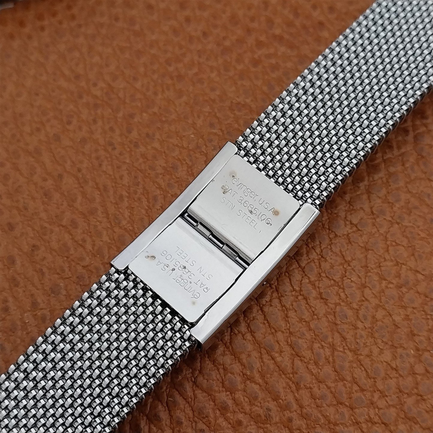 19mm 18mm 16mm Evinger Stainless Stretch Mesh & Blue Glass Vintage Watch Band