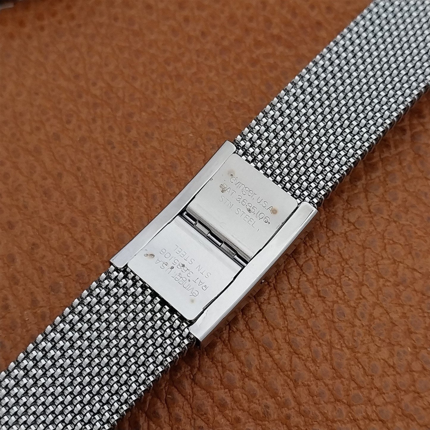 19mm 18mm 16mm Evinger Stainless Stretch Mesh & Blue Glass Vintage Watch Band