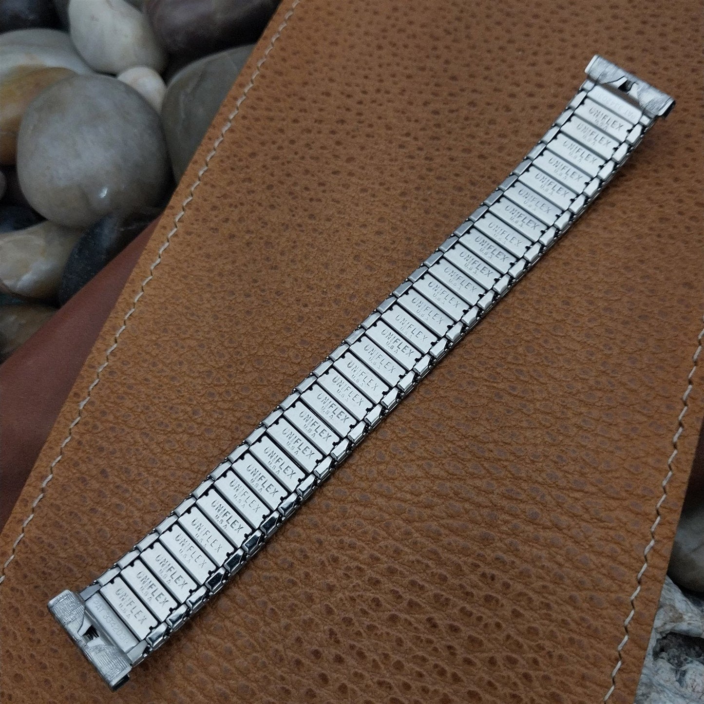 17.2mm Stainless Steel Expansion Racing Stripe nos 60s Vintage Watch Band