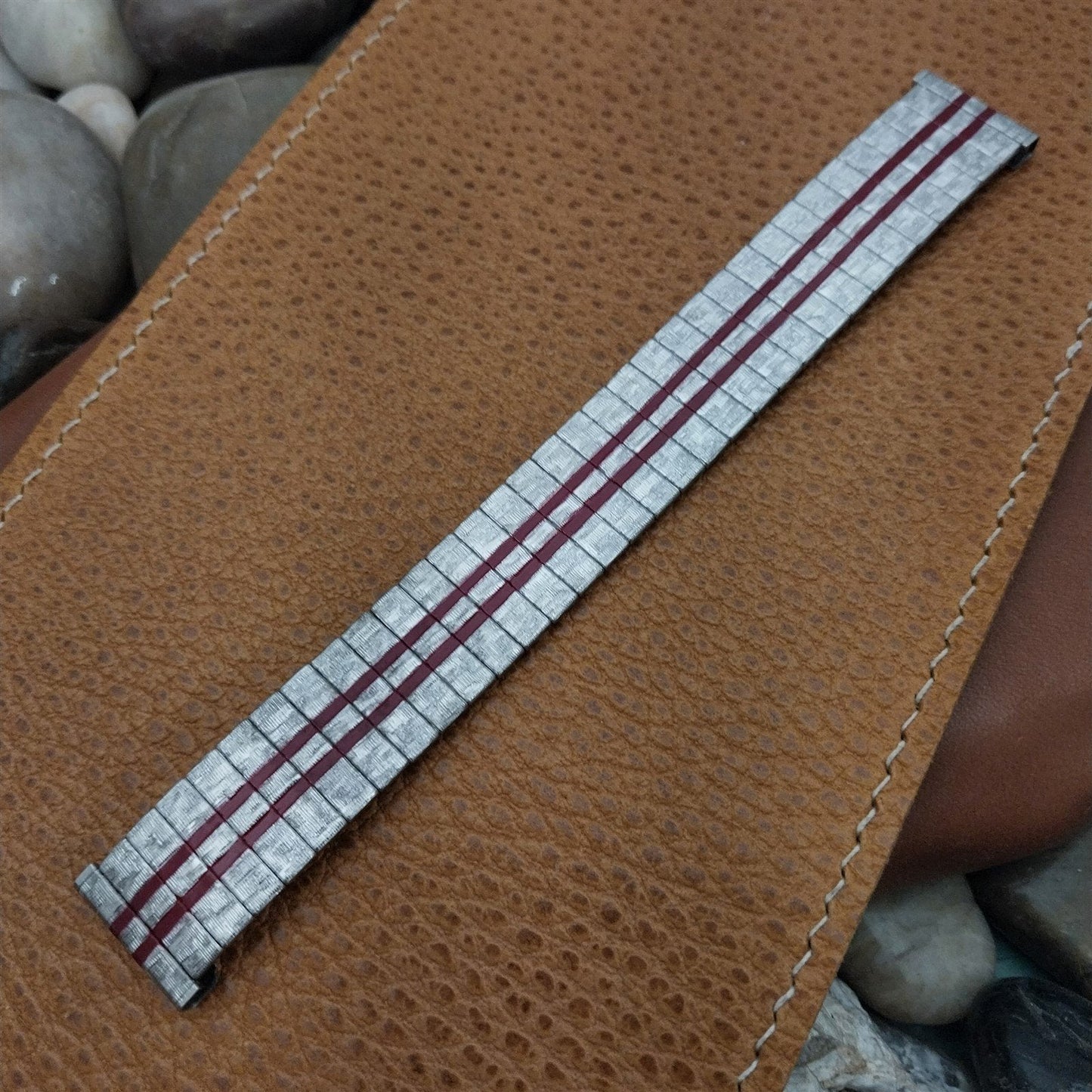 17.2mm Stainless Steel Expansion Racing Stripe nos 60s Vintage Watch Band