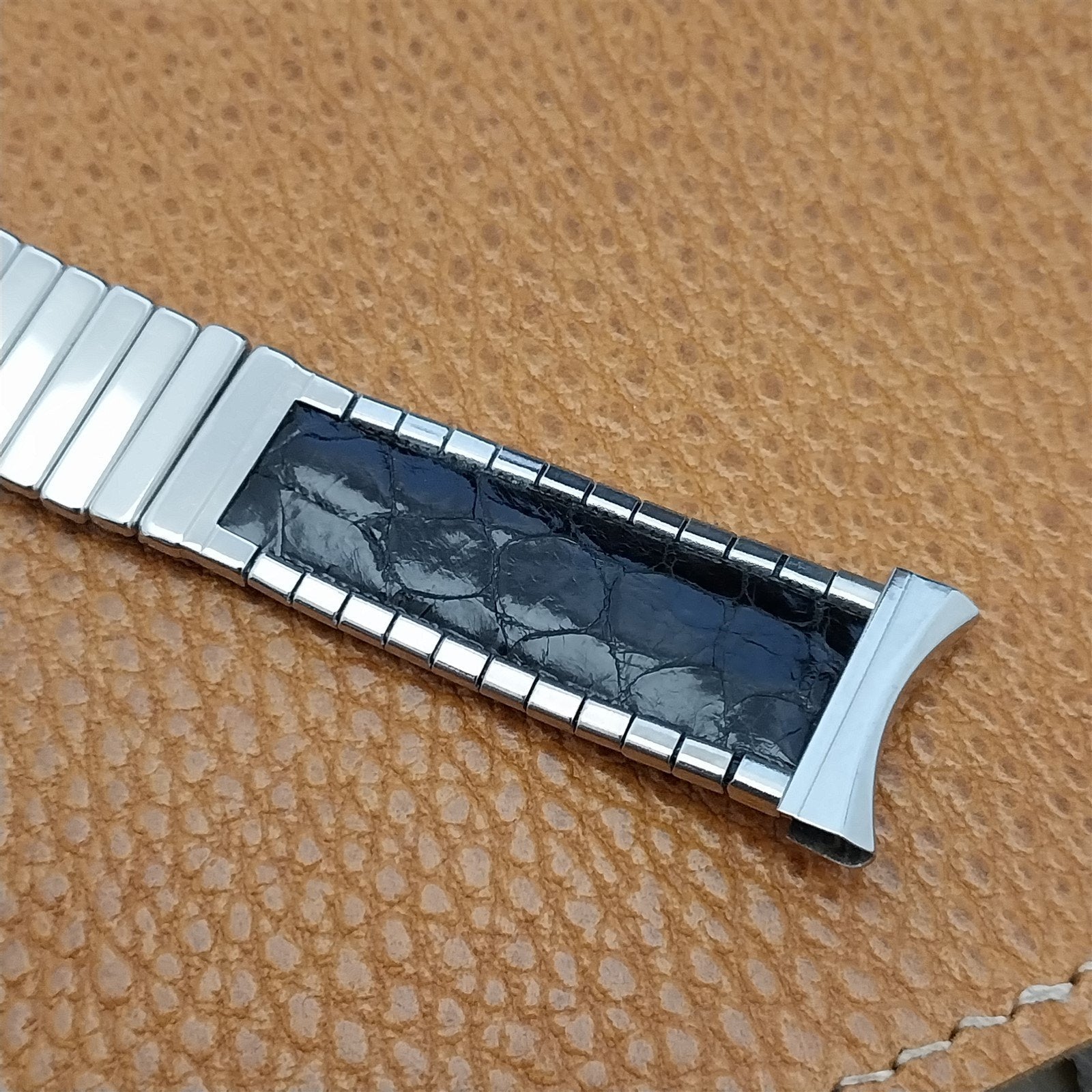 JB Champion USA Stainless Steel & Alligator nos 1950s Vintage Watch Band