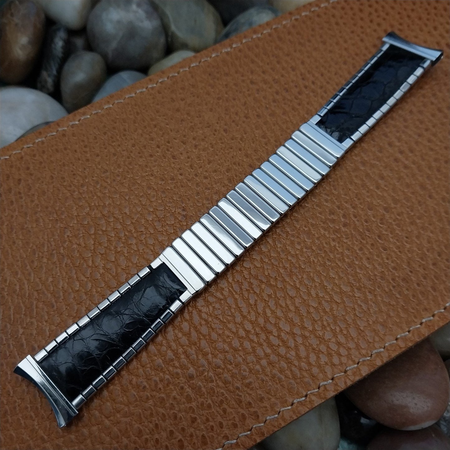 JB Champion USA Stainless Steel & Alligator nos 1950s Vintage Watch Band
