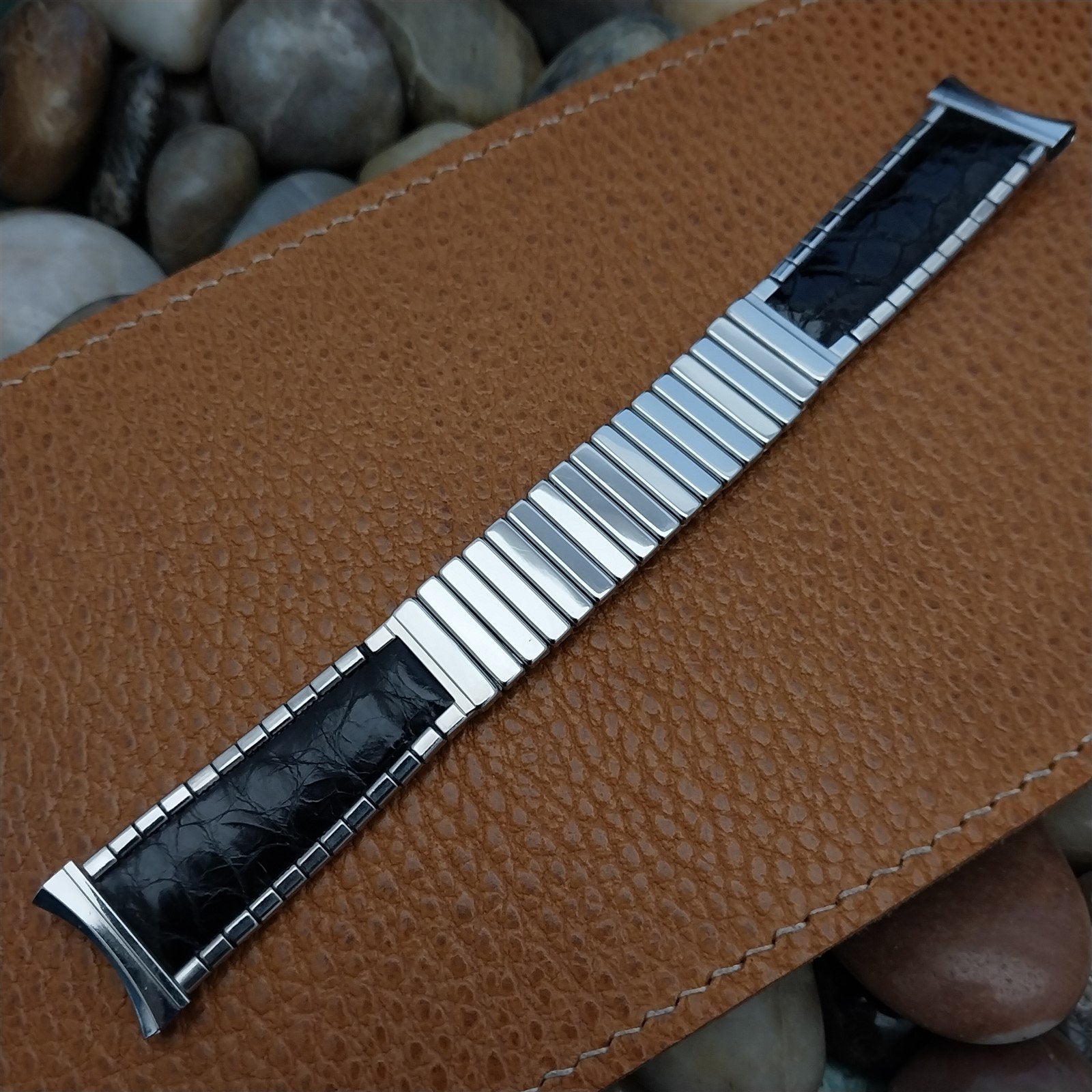 JB Champion USA Stainless Steel & Alligator nos 1950s Vintage Watch Band