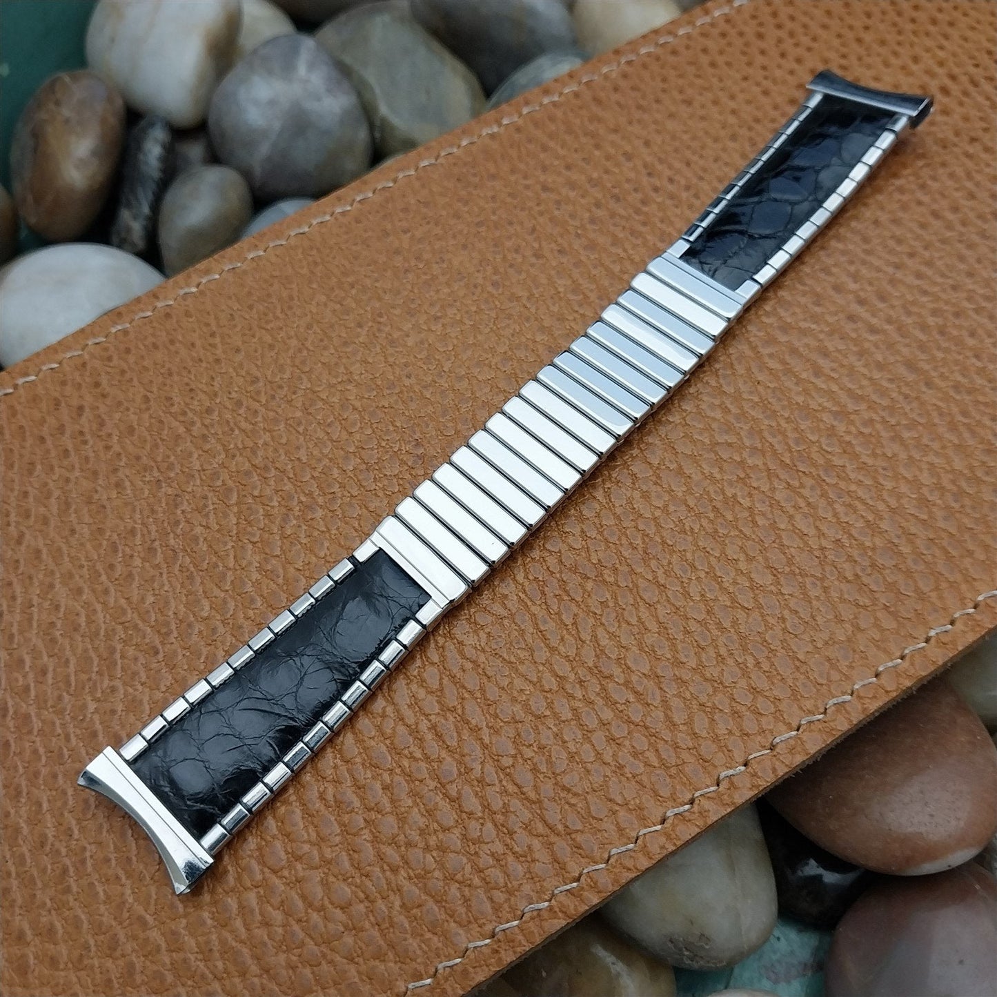 JB Champion USA Stainless Steel & Alligator nos 1950s Vintage Watch Band