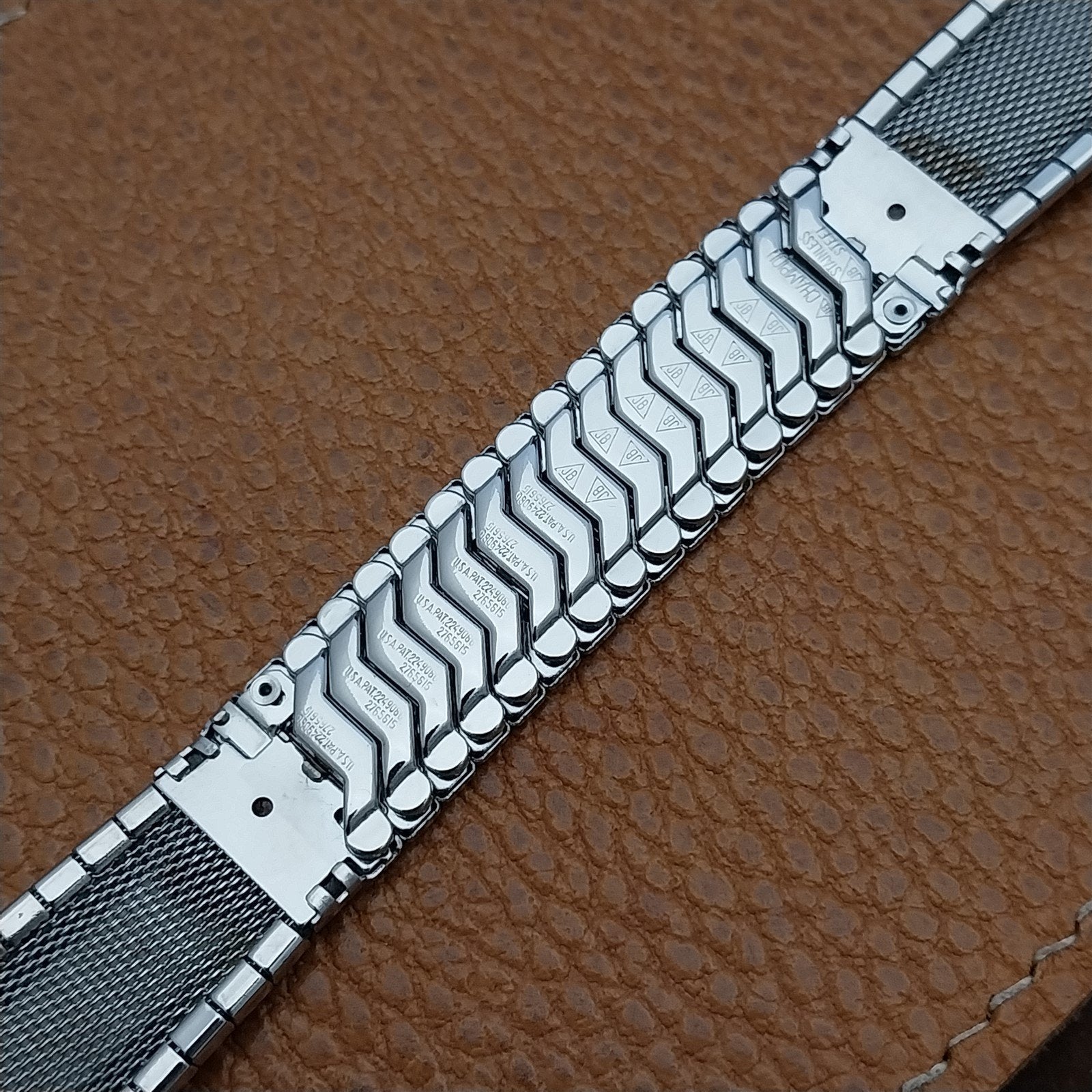 JB Champion USA Stainless Steel & Alligator nos 1950s Vintage Watch Band