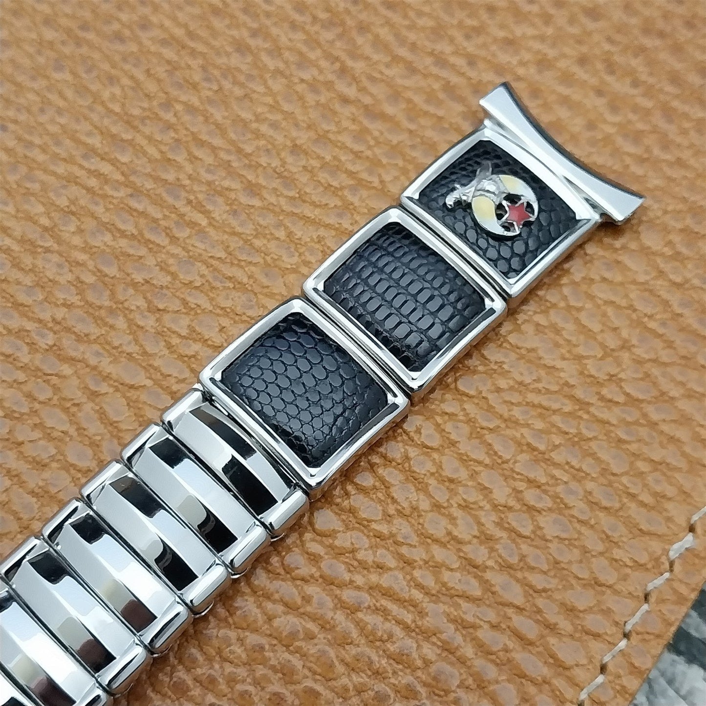 1950s Shriner Stainless Steel & Lizard JB Champion Mason Vintage Watch Band